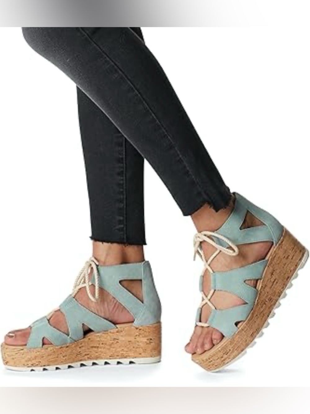✨ Sorel Women’s Cameron Flat form Lace Up Suede Wedge Gladiator Sandals Size 9.5